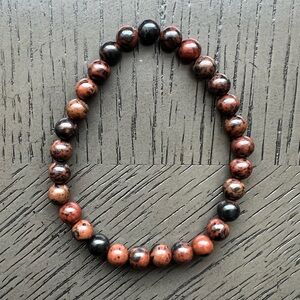 Mohagany obsidian bracelet 6mm SIZE 6.5-7’